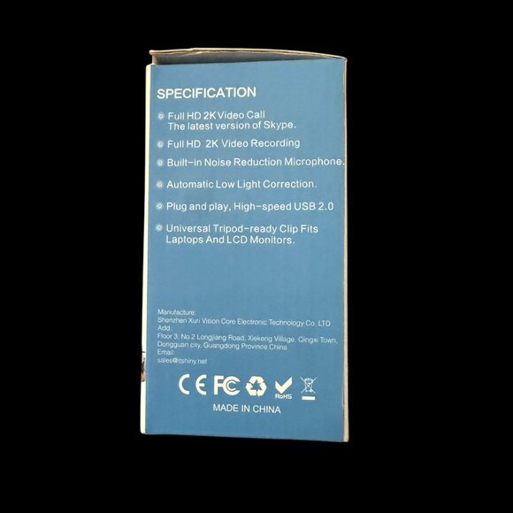 NIB Itshiny 2K Full HD Webcam C6 Built-In Microphone Windows Mac OS X Compatible - Picture 5 of 5